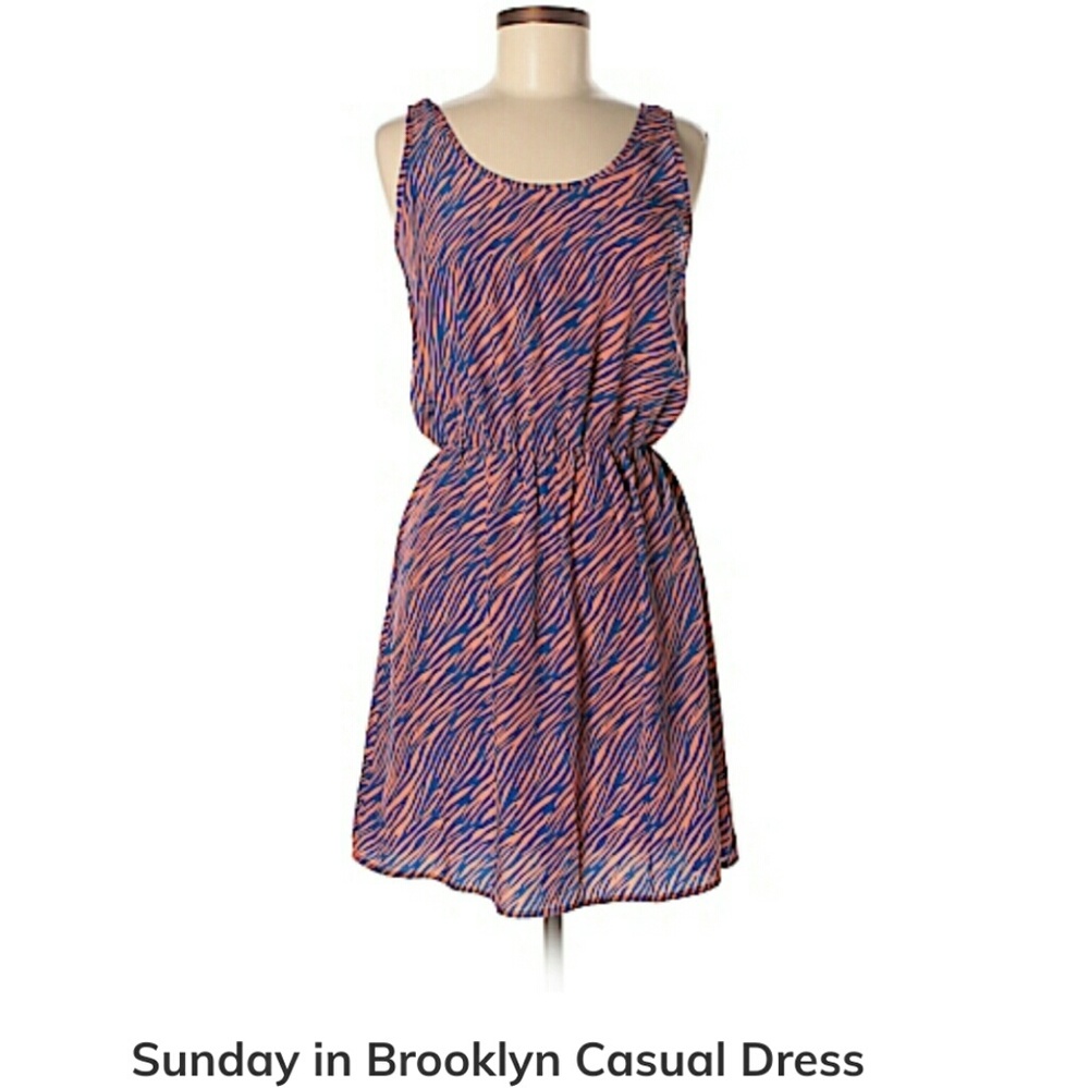 Orange and blue print dress